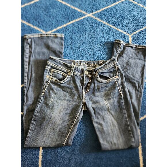 L.A Idol Women's Embellished Dark Wash Bootcut Jeans-9 W21x L34 - Picture 2 of 8